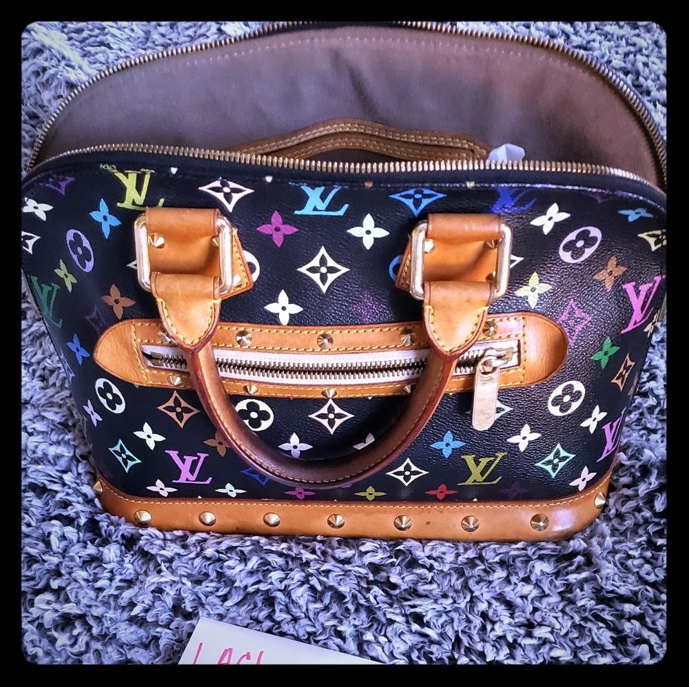 Authentic Murakami Multicolor Alma PM in Black/ No